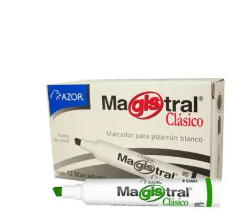 [83404] MARCADOR PARA PIZARRON BLANCO PUNTA CINCEL MAGISTRAL C/VERDE CONT.12PZS