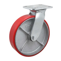 [Y-1043-200] RODAJA FIERRO VACIADO C/PU GIRA. ROJA 8X2&quot;