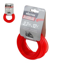 [MS-0300] HILO REDONDO P/DESBROZADORA EN CABALLETE 2.7mm X 12m - ROJO