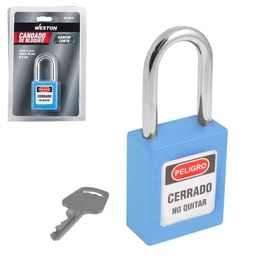 [BL-0016] CANDADO DE BLOQUEO AZUL 38MM (CAJA C/10 PZAS - PRECIO X PIEZA)
