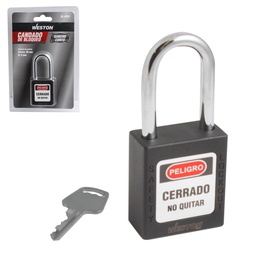 [BL-0025] CANDADO DE BLOQUEO NEGRO 38MM (CAJA C/10 PZAS - PRECIO X PIEZA)
