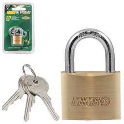 [BL-0205] CANDADO DE LATON SOLIDO 50MM C/3 LLAVES (CAJA C/6 PZAS - PRECIO X PIEZA)