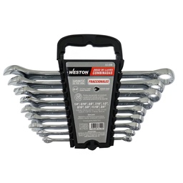 [LC-220] JUEGO DE LLAVES COMBINADAS CrV PULIDO ESPEJO FRACCIONALES 9 PZS 1/4" - 3/4"