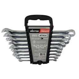 [LC-225] JUEGO DE LLAVES COMBINADAS CrV PULIDO ESPEJO METRICAS 9 PZS 7MM - 15MM